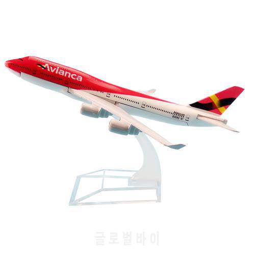 16cm Alloy Metal Air Avianca B747 Airlines Diecast Airplane Model Avianca Boeing 747 Airways Plane Model w Stand Aircraft Gifts