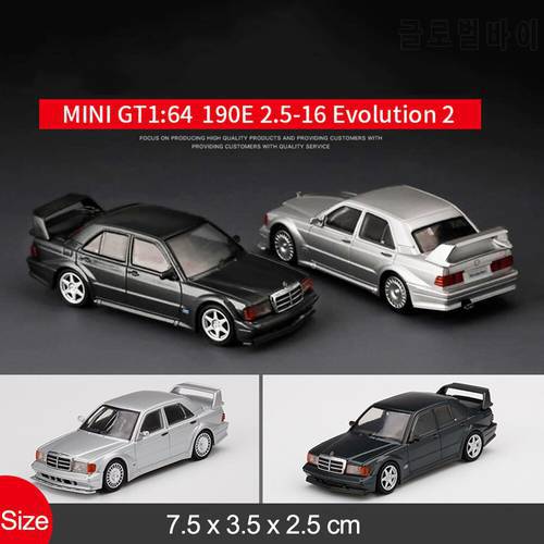 1/64 Mini GT Diecast Alloy Car Model Bens 190E 2.5-16 Evolutinon 2 Simulation Metal Vehicle Model For Collection Childrem Gift