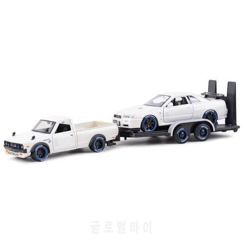 Maisto 1:24 1973 Datsun 620 Pick-UP & Skyline R34 GT-R Static Die Cast Vehicles Collectible Model Sports Car Toys