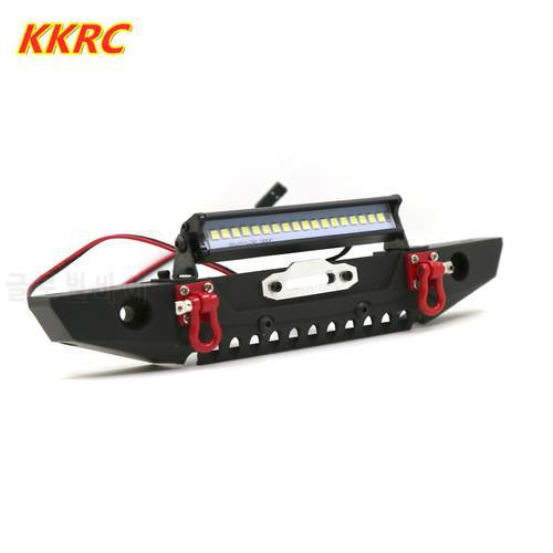 Adjustable Metal Front Bumper With Light Bar for 1/10 RC Crawler Traxxas TRX4 Defende Axial SCX10 SCX10 II 90046 90047