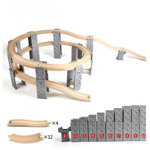 Spiral track bracket set Viaduct TRACK Wooden Track toy Train Fit for BRIO Toy Car Truck Locomotive Engine Railway Toys