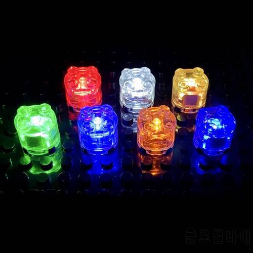 5pcs 2x2 dots Light Brick Luminescent Lamp Accessories Round LED Light Up Colorful Education Light-Emitting Building Blocks