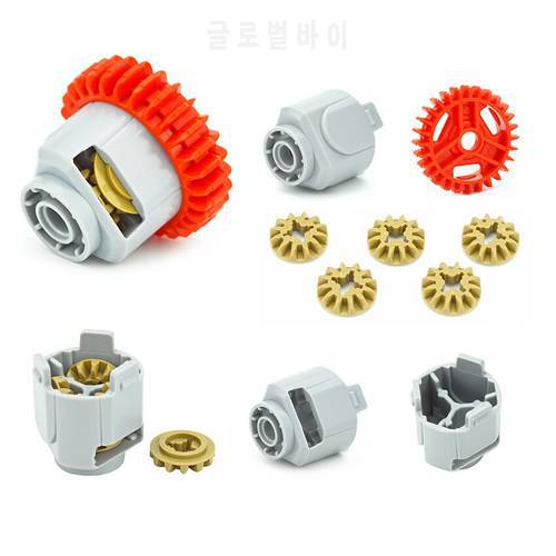 MOC Parts Differential Gear-28 Teeth with Round Axle Hole Differential Gear House 65414+65413 DIY Building Blocks Bricks