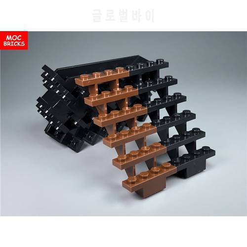 10pcs/lot MOC Bricks Stairs 7 x 4 x 6 Straight Open fit with 30134 building blocks Dolls Figure toys for children Xmas Gifts