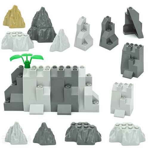 MOC Rock Panel Rockery Mountain DIY City Street View Building Blocks Hill Stone Bricks Compatible with 23996 Particles Toys