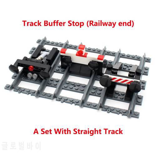 City Train Parts Train Railway Buffer Stop Model Set Railway End Compatible 53401 Straight Track MOC RC Train Building Block Toy