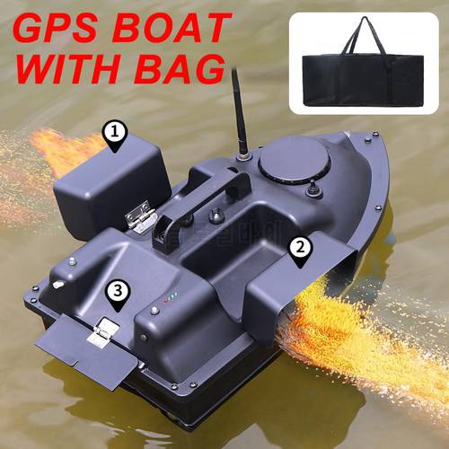 GPS 500M Intelligent RC Fishing Bait Boat with Bag Remote Control Boat Ship Auto Cruise One-Key Return 2KG Load 12000mAH