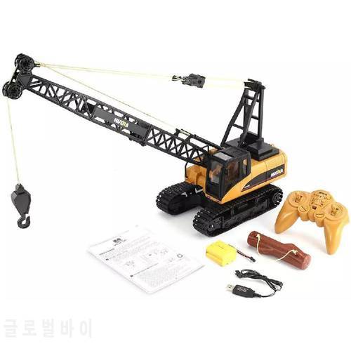 HUINA 1572 15ch RC Alloy Crane 1/14 2.4GHz Engineering Movable Latticed Boom Hook Mechanical Truck Toy Car with Sound Light