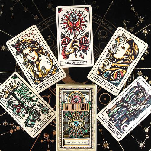 Tattoo Tarot Deck Game Entertainment Divination Game Card Guidebook Mystical Guidance Divination Entertainment Partys Board