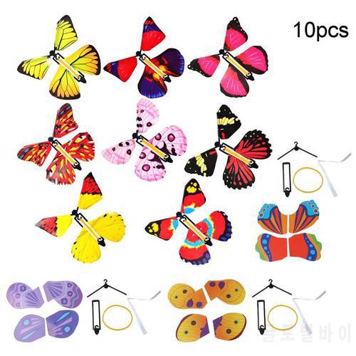 900C 10 PCS Flying in the Book Fairy Rubber Band Powered Wind Up Butterfly Toy Great Surprise Gift