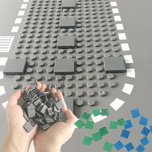 50-100Pcs Flat Tile 2x2 2x4 DIY Enlighten Plastic Smooth Building Block BricksCompatible All Brands Assembles Particles