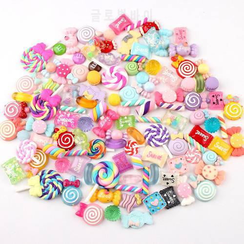 50Pcs/Set DIY Candy Cake Chocolate Supplies Crystal Charms Resin Slime Toys Accessories Phone Case Decoration Craft Ornament