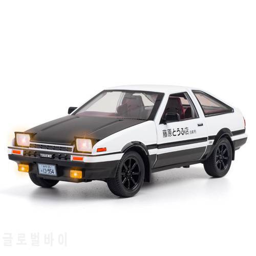 1/20 Toyota AE86 Alloy Sports Car Model Diecasts Toy Simulation Steering Sound Light Super Racing Toys Vehilce Collection Gifts