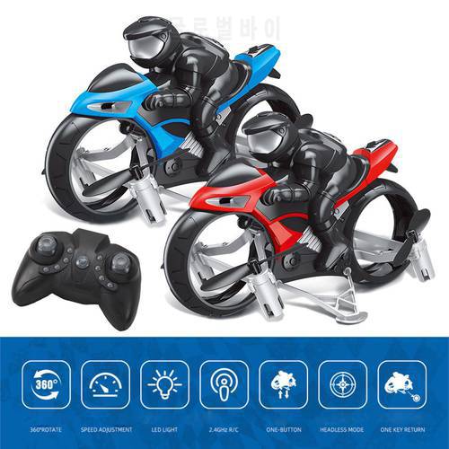 RC Stunt Motorcycle 2 In 1 Land Air 2.4GHz Flying Off-road Motorcycle Drone With 360 Rotation Drift Headless Model Motorbike
