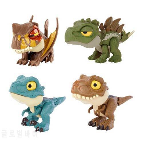 New 100% Original Mini Mattel Jurassic World Snap Squad Finger Bite Stegosaurus Dimorphodon Dinosaurs Toy for Boy Christmas Gift