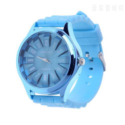 Gift Fashion Unisex Jelly Gel Quartz Sports Wrist Watch Geneva Silicone Rubber