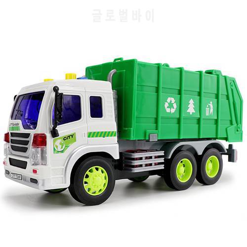 Large 1/16 Garbage Truck Bin Lorry Light & Sound Rubbish Recycling Toy Trash Car Simulation Inertia Garbage Truck
