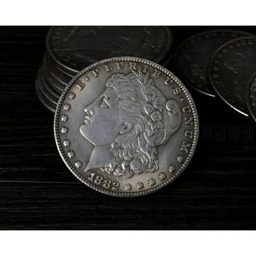 1 Pcs 1882 Steel Morgan Dollar Magic Tricks (3.8cm Dia) Commemorative Coin Props Can Be Sucked Illusion Appearing/Disappearing