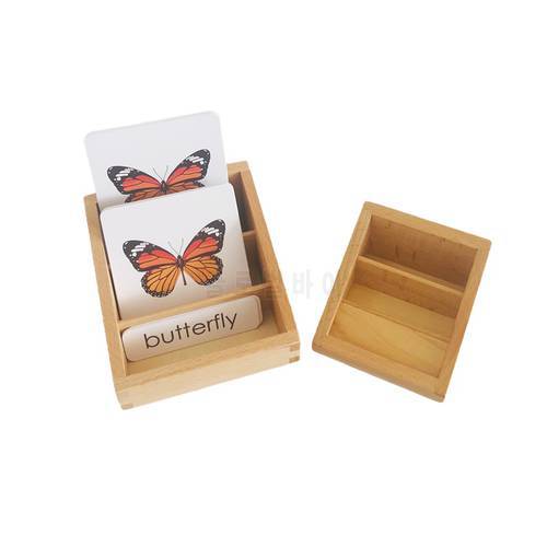 3 Sections Wooden Container for Cards Montessori Materials Mini Tray Organization Storage Box Language/ Culture Area Equipment