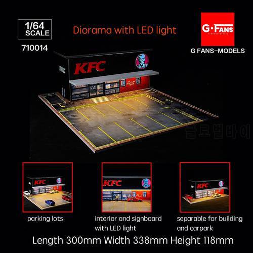 G-FANS 1:64 Diorama with LED Light KFC/McDonald&39s w/Parking Lots