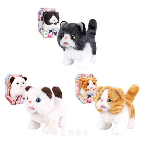17cm/7inch Electric Realistic Doll Plush Soft Stuffed Cat Toys Miniature Decor Cat Robot Toy Soundable Simulated Cat Electric