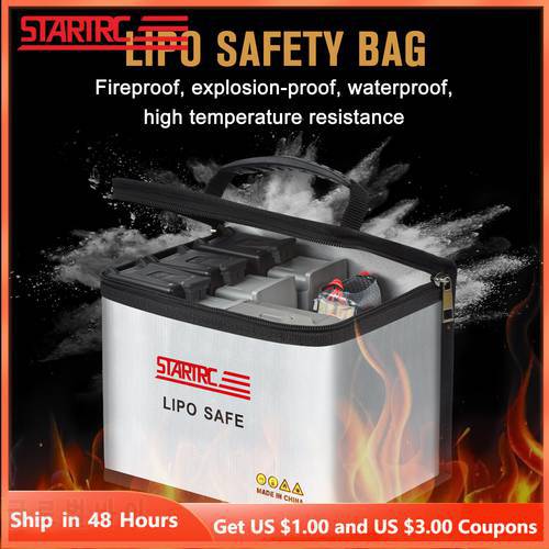STARTRC Lithium Battery Safety Bag Fireproof Explosion-proof Storage Bag for DJI Air 2S Mini 2 SE Mavic Air Mavic 3 Lipo Battery