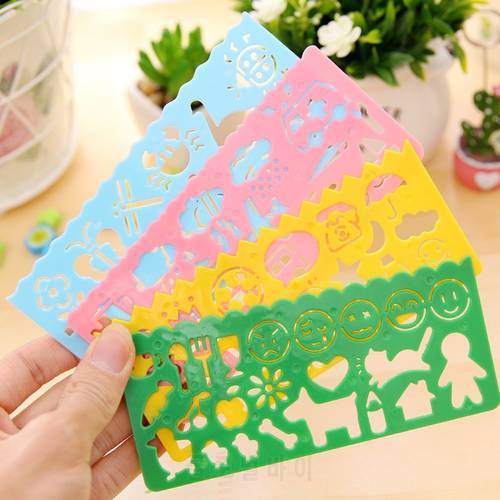 4PCS Flexible Painting Stencil Set Colored Kaleidoscope Template Ruler Drawing Templates for School DIY Paper Art Craft