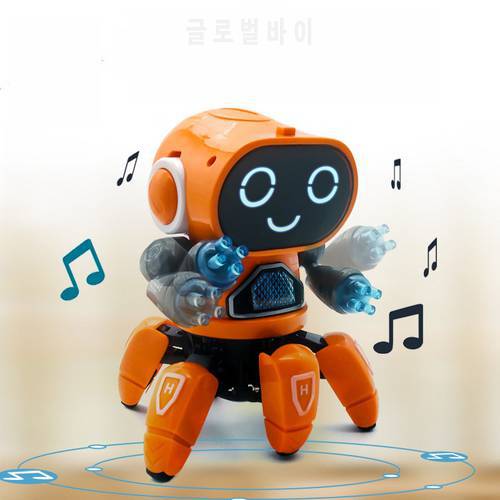 Dancing Electric Sounding Toys 6 Claw Fish Small 6 Robot With Led Light Music Cool Toy LED Glowing Eyes For Boys Grils Children