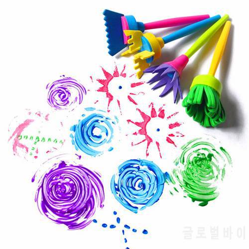 Childrwen DIY Painting Tools 4pcs/set Drawaing Toys Flower Stamp Sponge Brush Set Art Supplies