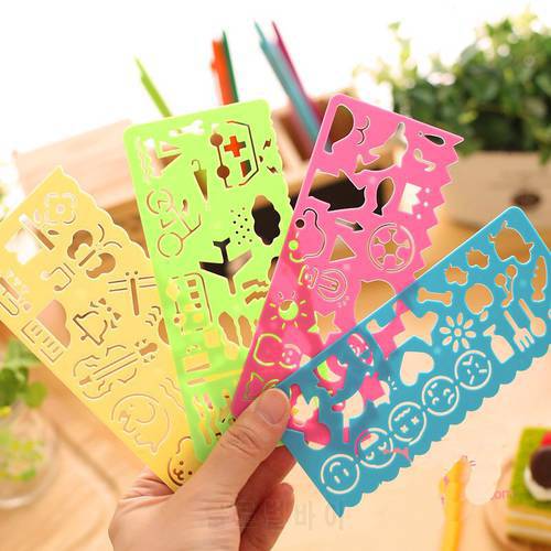 4PCS/Set Creative Children Drawing Ruler Fun Plastic Drawing Template Stamp Spirograph Toy Stencil Ruler DIY Toy Hot