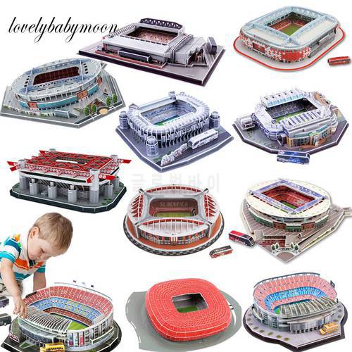 DIY 3D Puzzle Jigsaw World Football Stadium European Soccer Playground Assembled Building Model Puzzle Toys for Children