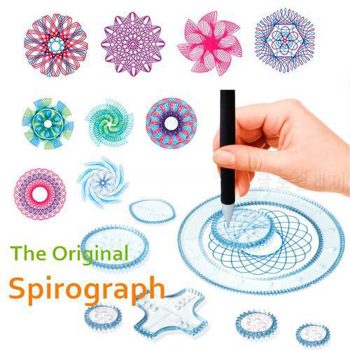 22pcs Spirograph Drawing toys Ruler set Interlocking Gears Wheels Puzzle Geometric Drafting Tools Accessories Creative Education