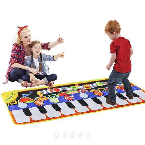 Piano Music Mat Keyboard Play Mat Music Dance Mat with 19 Keys Piano Mat 8 Selectable Musical Instruments Build-in Speaker