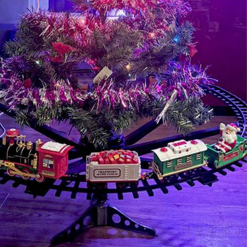 Electric Christmas Train Assembly Rail Car With Music And Light Hangable DIY Santa Carriage Xmas Tree Decoration Child Gift Toy