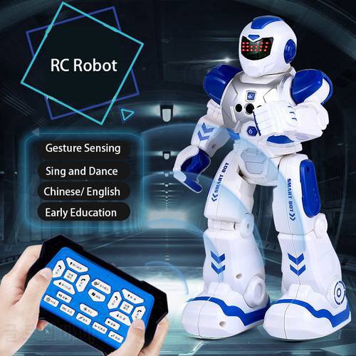 RC Robot Intelligent War Police Infrared Transmitter Interactive Dance Sing Walk Gesture Control Program Early Educational Toys