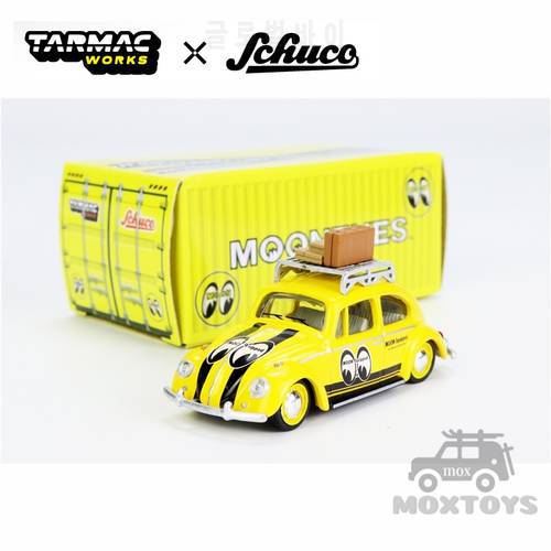 Tarmac Works x Schuco 1:64 VW Beetle Mooneyes w/Roof Rack & Suitcases Diecast Model Car