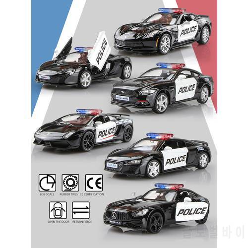 5 Inch Police Car Series RMZ city 1:36 Alloy Car R8 Mustang Chevrolet Diecasts Toy Vehicles Exquisite Model Gifts For Children