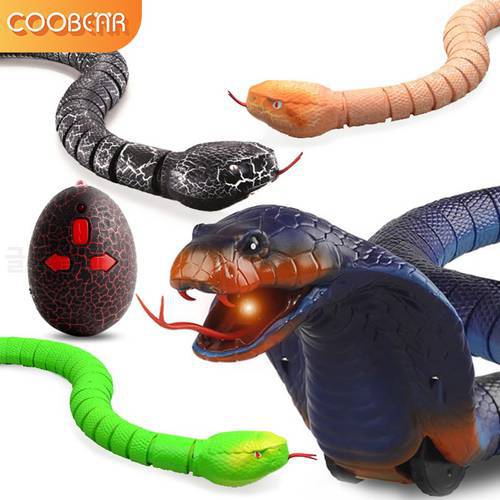 Infrared Remote Control Toy Snake Simulation Scary Cobra Rattlesnake with Egg Electric Reptile Spoof Tricky Prank Animal Toys