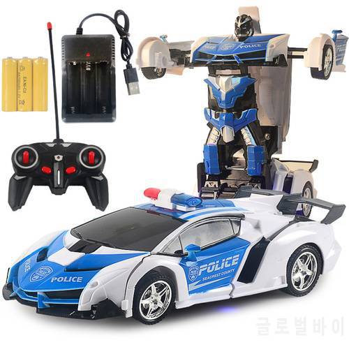 1:18 24CM RC Car 2 in 1Transformation Robots Cars Sports Driving Vehicle One-key Deformation Remote Control Car Toy for Boys