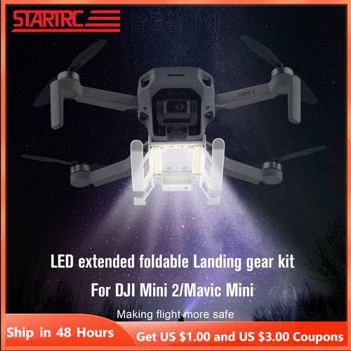 STARTRC Mini 2 LED Landing Gear Night Flight LED Lamp Folding Extended Skid Lights for DJI Mavic Mini/ Mini se Drone Accessories