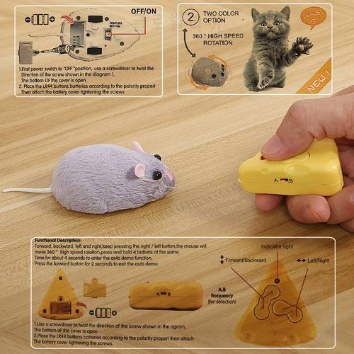 New Wireless Electronic Remote Control Rat Plush RC Mouse Toy Hot Flocking Emulation Toys Rat for Cat Dog,Joke Scary Trick Toys