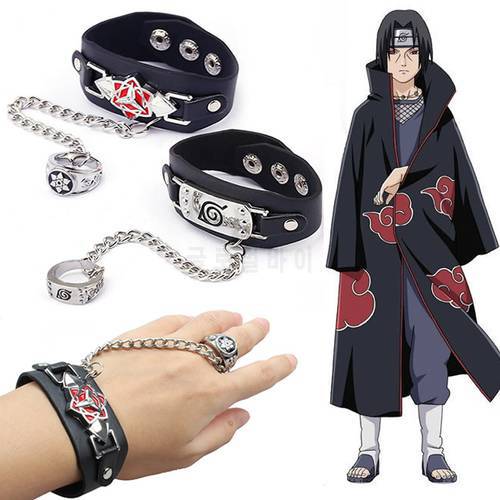 Anime Naruto Bracelet And Rings Action Figure Cosplay Accessories Uzumaki Hatake Kakashi Prop Jewelry Costumes Cool Men Toy Gift