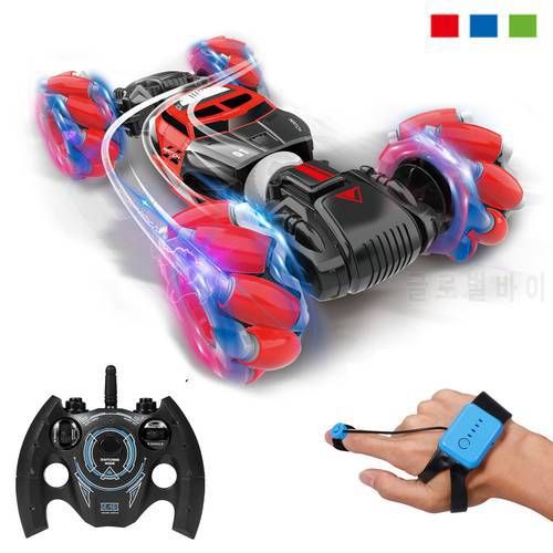 2.4G 4WD RC Stunt Car Watch Gesture Sensor Control Deformable Electric Car RC Drift Car Transformable Gift with LED Light Music
