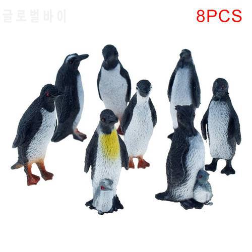 8PCS/SET Simulation Penguin Multiple Modeling Animal Figure Collectible Toys 2 Styles