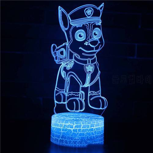 Paw Patrol Anime Colorful 3D Remote Control Night Light 16 Colors LED Discoloration Dog Model Table Lamp Originality Table Lamp