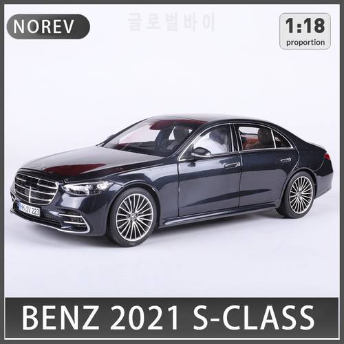 NOREV 1:18 2021 Mercedes Benz S-Class Diecast Car Model For Black With Beige Interior Collection Gift