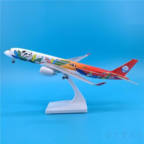 1/200 Scale 30CM Airplane A350 Sichuan Panda Airline Model W Light&Wheel Plastic Resin Assembly Plane Model For Collection