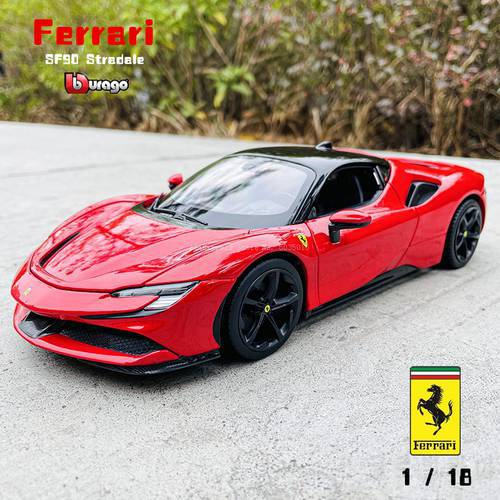 Bburago 1:18 Ferrari SF90 Stradale genuine die-casting car model simulation alloy car model handicraft decoration collection toy