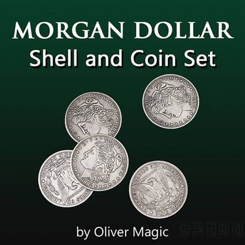 Morgan Dollar Shell and Coin Set (5 Coin +1 Head Shell+1 Tail Shell) by Oliver Magic Coin Magic Tricks Illusions Close up Fun