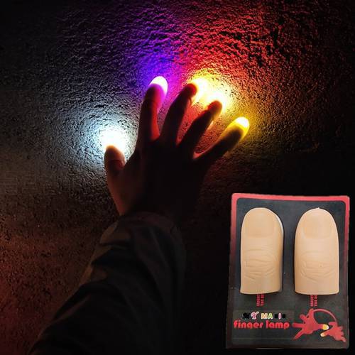 1 Pair Creative Magic Thumb Light Red Light Fingers With LED Red 2 Pcs Props Magic Trick Thumb Props Luminous Soft Glow Toys